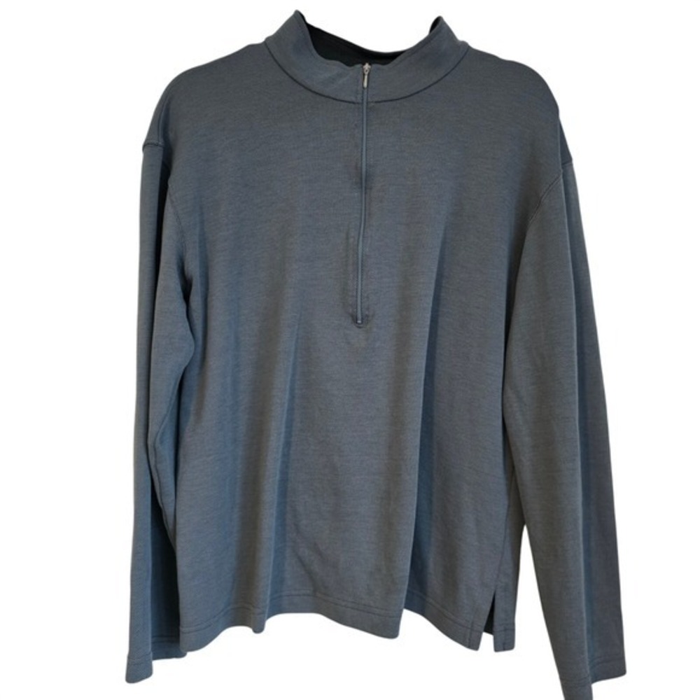 LL Bean Outdoors Mens Quarter Zip Pullover Long Sleeve‎ Shirt Gray Regular L